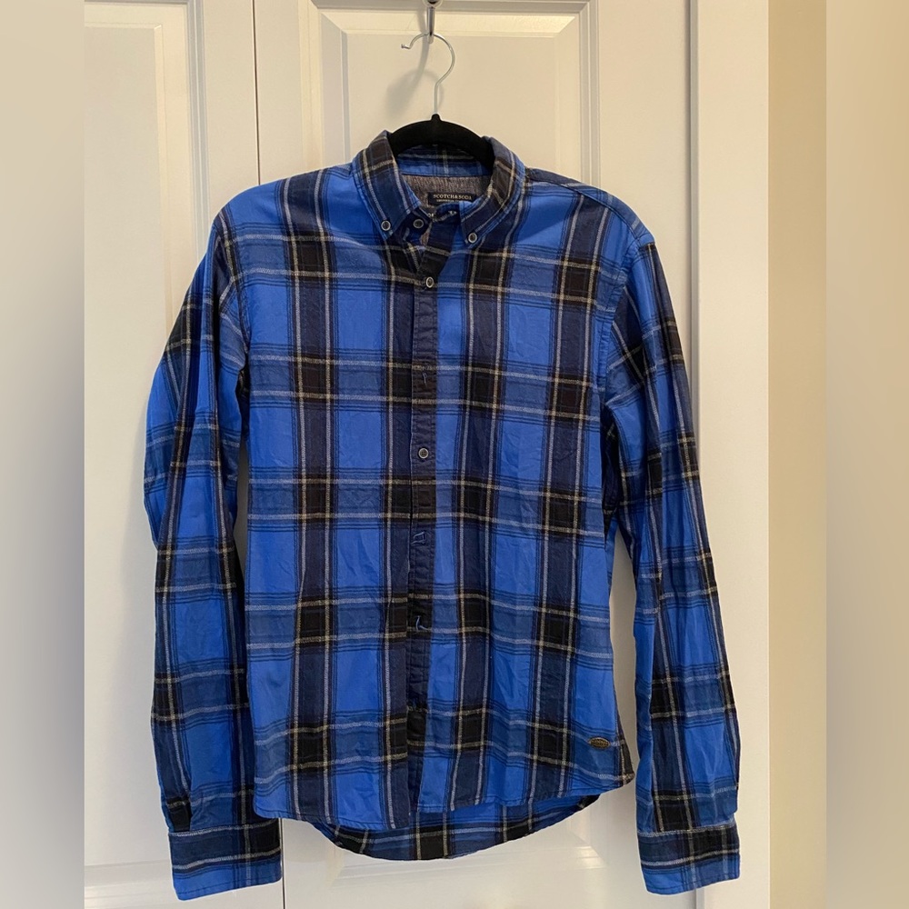 Scotch & Soda Long Sleeve Blue Flannel Shirt
